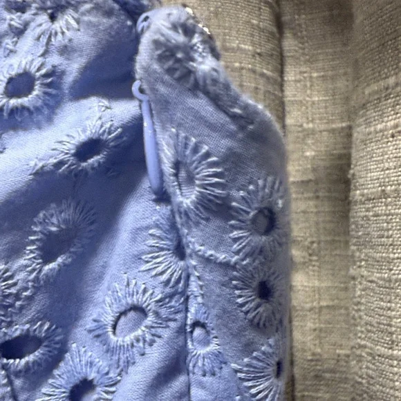 H&M Strapless Babydoll Midi Eyelet Dress in Soft Blue NWT S - Picture 7 of 9